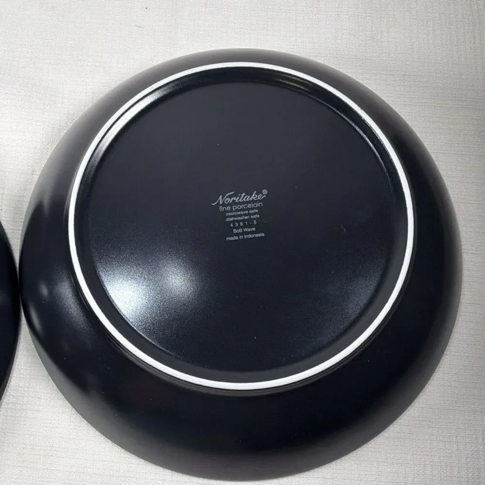 Set of 2 Noritake BoB Wave Black Fine Porcelain 9.5